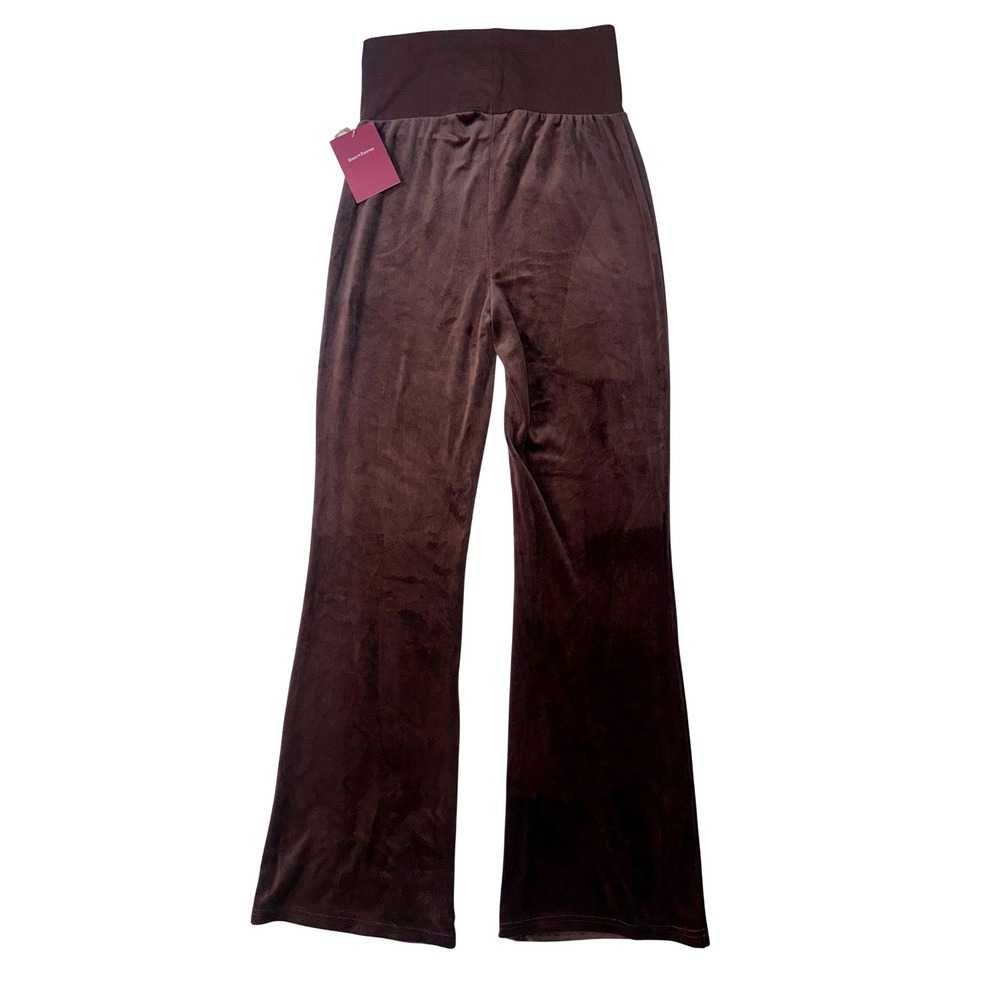 Since Forever Brown Velour Flare Pants High Waisted womens Small NEW